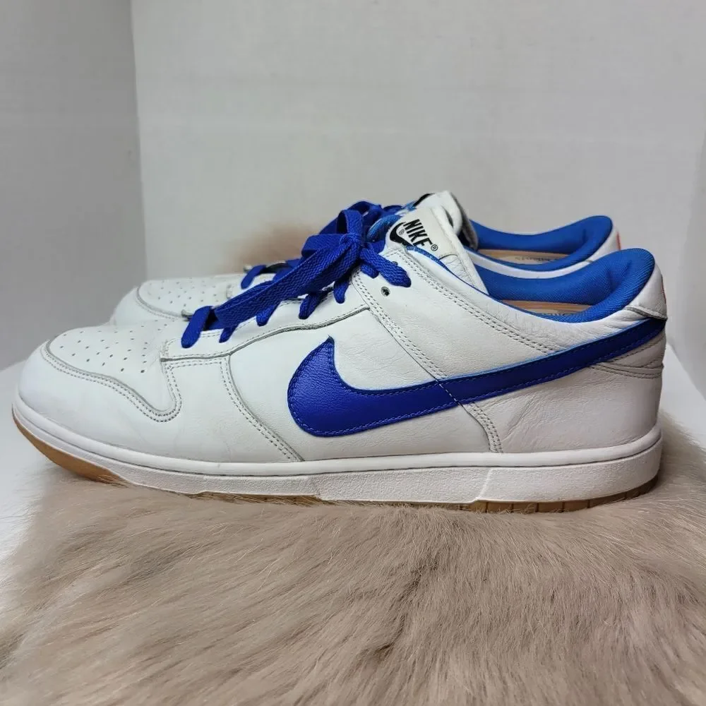 Nike Air Force 1 Dunk Low Leather Blue And White Sneaker Shoes Size 12